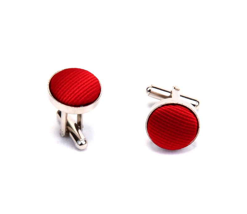GUSLESON Brand Mens Classic Silk Solid Red Wedding Tie Necktie and Pocket Square Cufflinks Sets (0789-01) - Image 5
